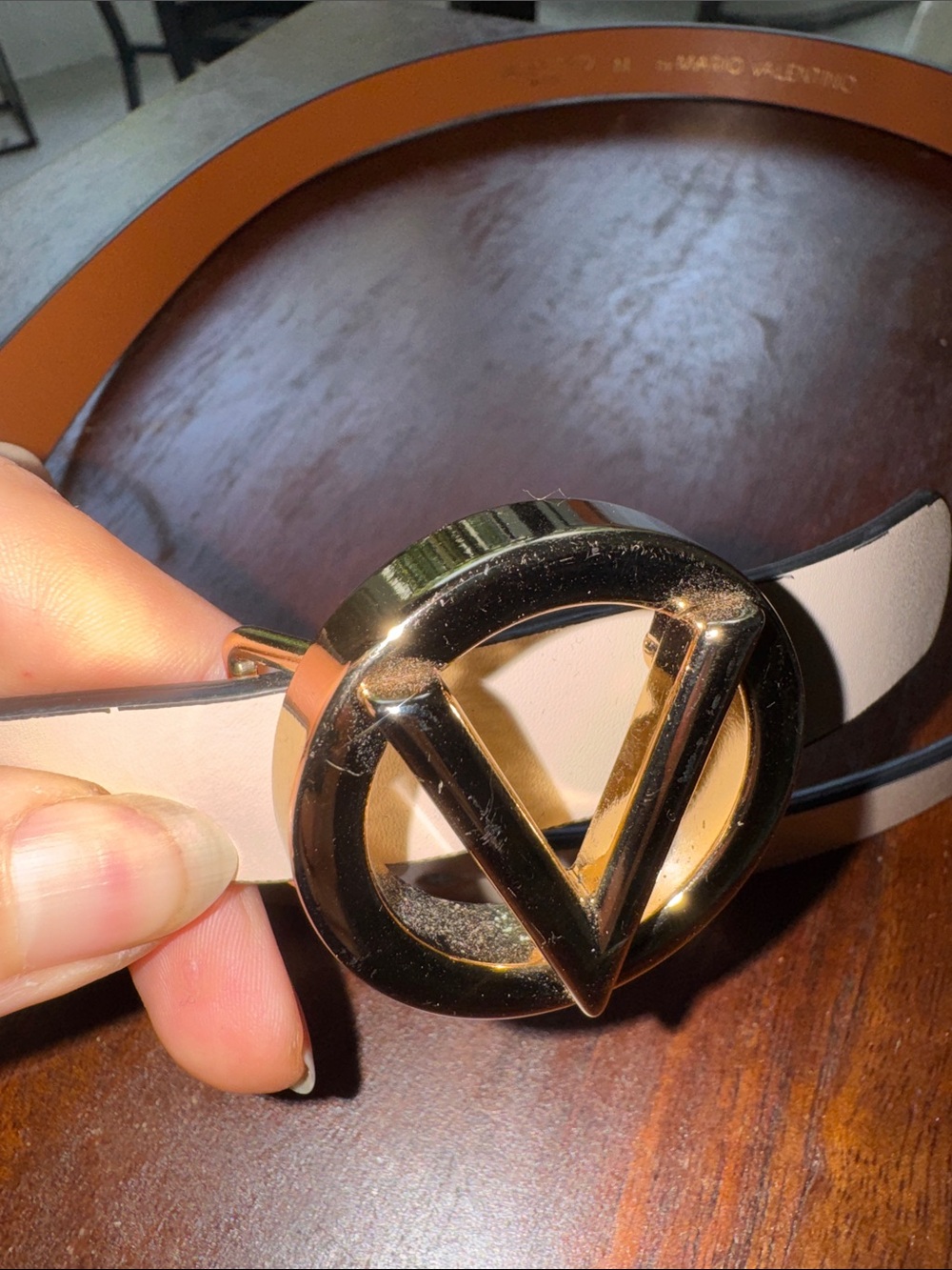 Mario Valentino Size M Women’s Leather Belt with Gold Buckle LIKE NEW - Picture 6 of 8